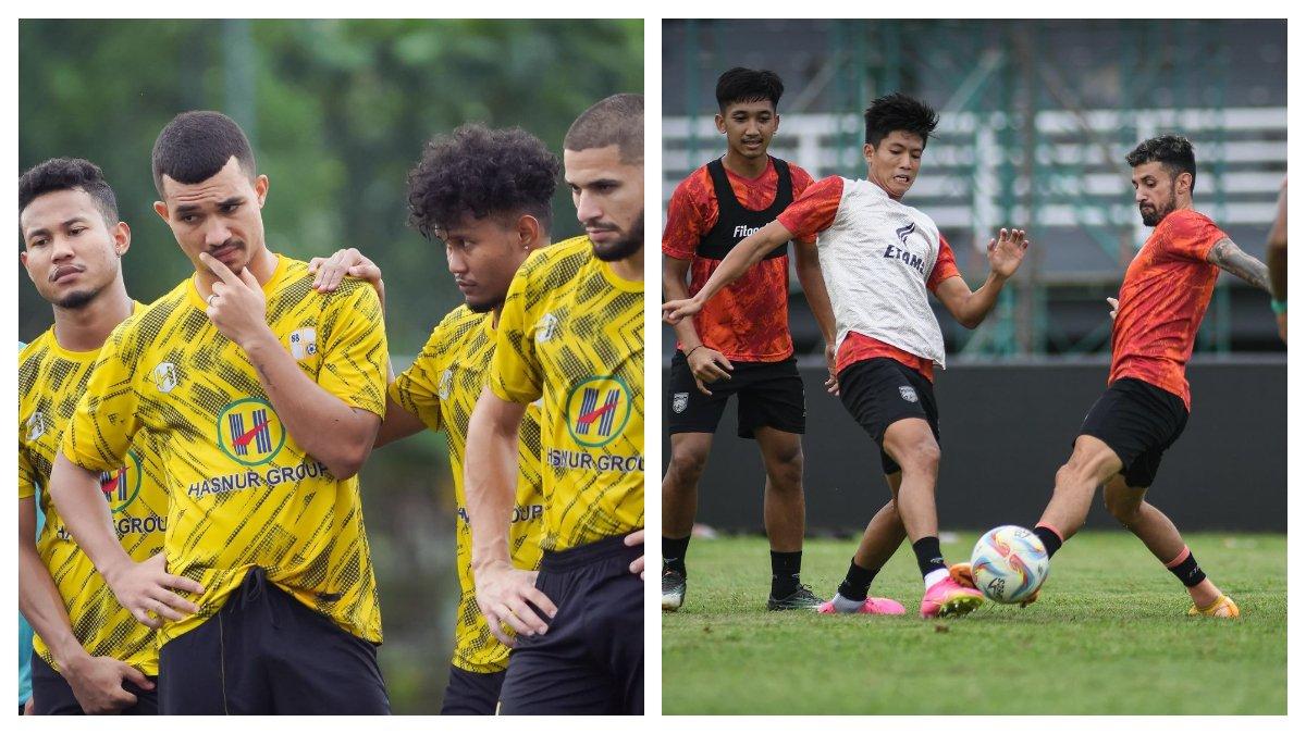 Foto Barito Putera dan Borneo FC saat menjalani latihan.
