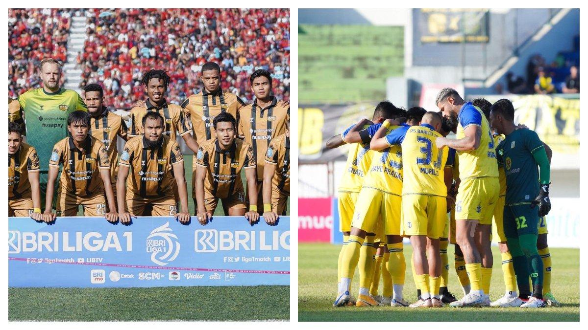 Sisi kiri tim Dewa United, sisi kanan tim Barito Putera