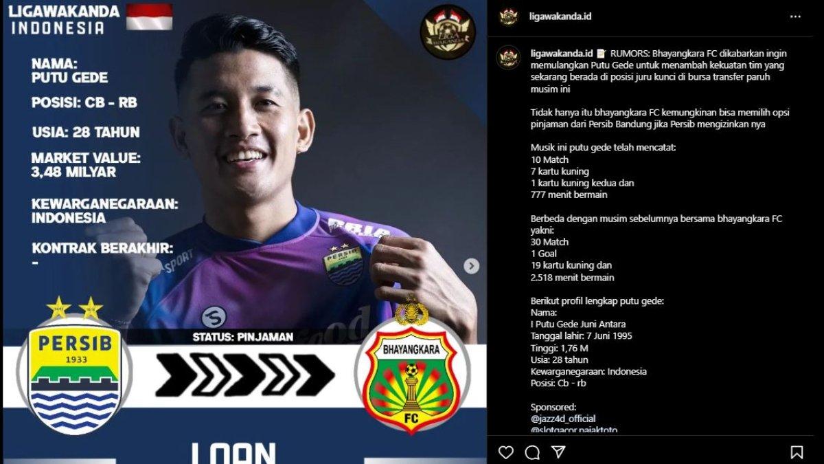 Rumor Bhayangkara FC yang ingin meminjam Putu Gede dari Persib Bandung jelang putaran kedua Liga 1 2023.