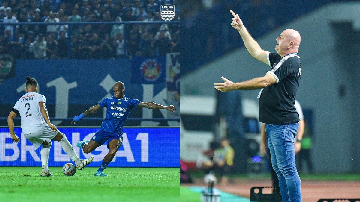 Cuplikan laga Persib Bandung Vs Persik Kediri (kiri) dan Bojan Hodak (kanan).