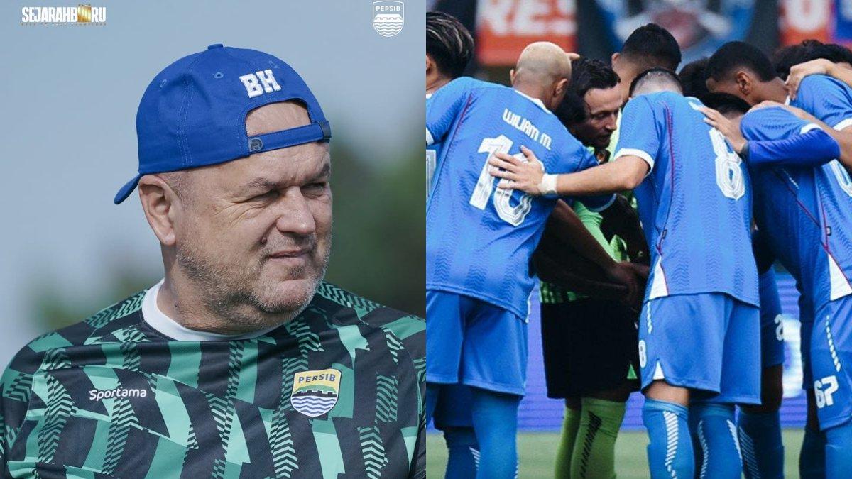 RUMOR TRANSFER TRIAL PERSIB BANDUNG - Sosok pelatih Persib Bandung, Bojan Hodak (kiri) dan skuad Persib Bandung (kanan).