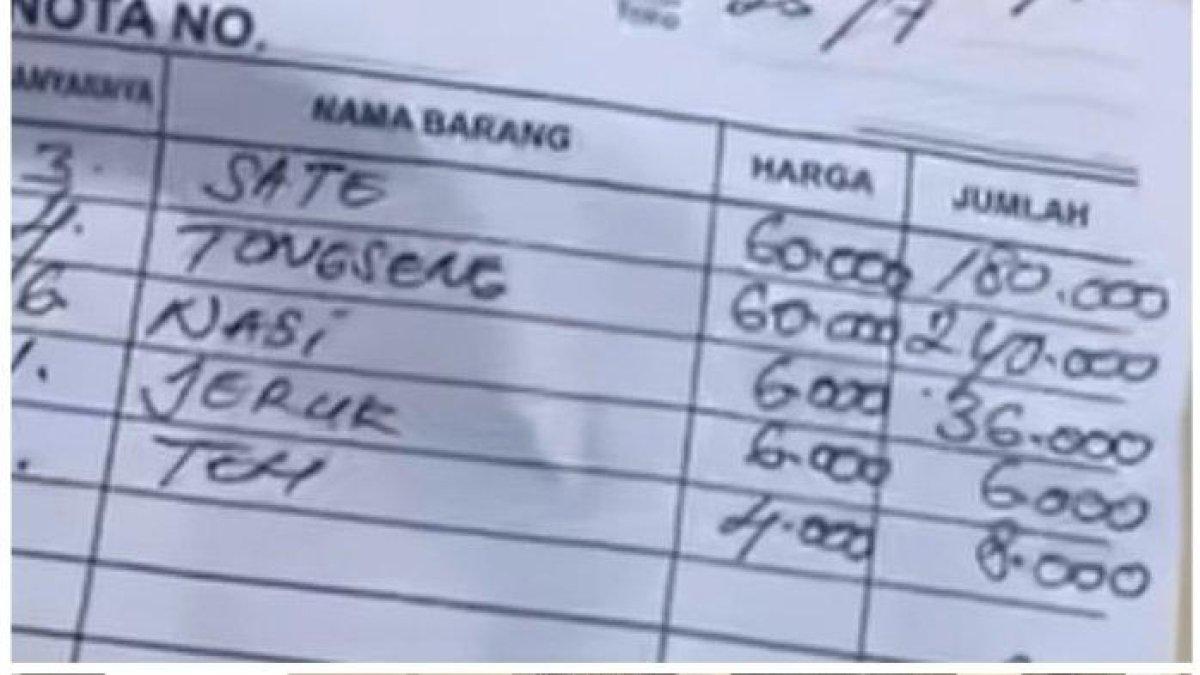 Kolase foto Bupati Semarang, Ngesti Nugraha dan tangkapan struk pembayaran di warung makan sate kambing dan tongseng di kawasan Alun-alun Lama Ungaran Barat yang diduga ngepruk harga.