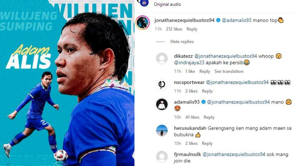 Sosok mantan pemain PSS Sleman, Jonathan Bustos tengah mendapat godaan dari Bobotoh untuk bergabung ke Persib Bandung seusai sosoknya terpantau memberi selamat kepada temannya, yakni Adam Alis yang baru-baru ini direkrut oleh Maung Bandung, Kamis 18 Juli 2024.