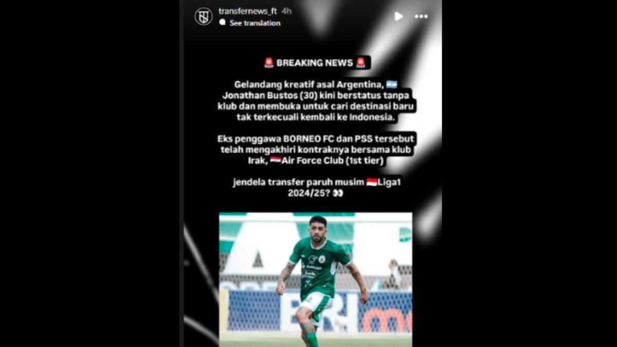 Rumor mantan gelandang serang PSS Sleman, Jonathan Bustos yang segera hengkang dari klub barunya di Irak, Al Quwa Al Jawiya, Rabu (4/12).