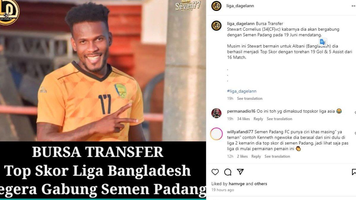 RUMOR - Sosok striker Timnas Saint Vincent, yakni Cornelius Stewart santer bergabung dengan Semen Padang untuk gelaran Liga 1 2024. Padahal, Cornelius Stewart sebelumnya ramai dirumorkan ke PSS Sleman.