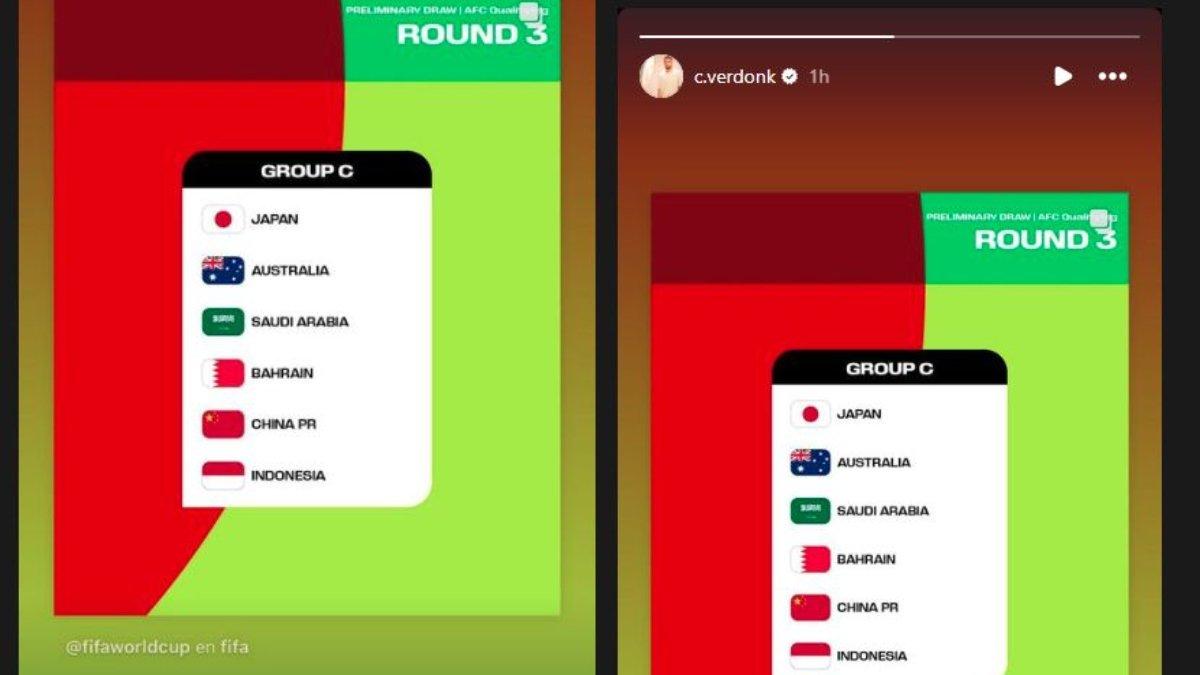Momen bek kiri Timnas Indonesia, Calvin Verdonk yang seolah tak sabar untuk segera bertanding di ronde ketiga Kualifikasi Piala Dunia 2026 Zona Asia. Calvin Verdonk dan Timnas Indonesia bakal bertemu Jepang, Arab Saudi, Australia, Bahrain, dan Tiongkok di ronde ketiga Kualifikasi Piala Dunia 2026 Zona Asia mendatang.