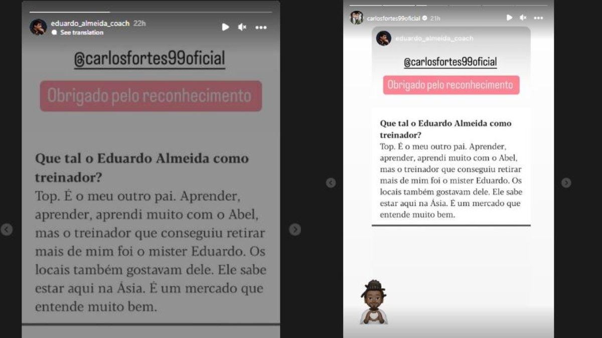 Capture unggahan Eduardo Almeida (kiri) dan Carlos Fortes (kanan).