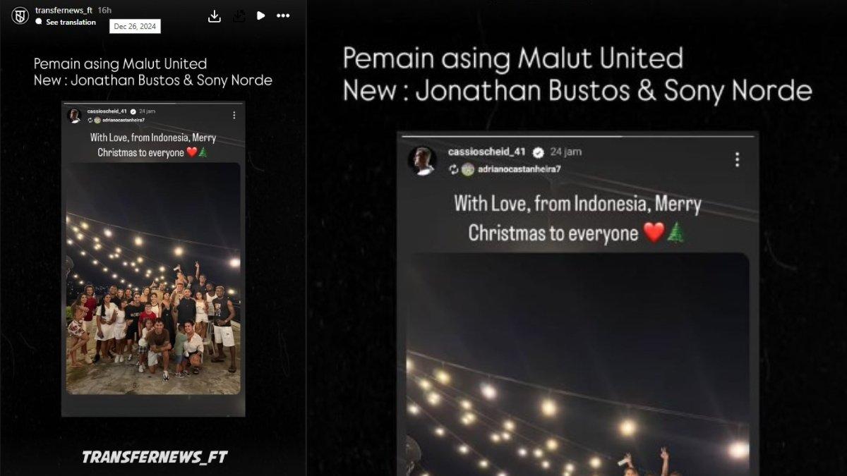 Pemain Malut United, Cassio Scheid unggah foto bareng Jonathan Bustos dan Sony Norde.