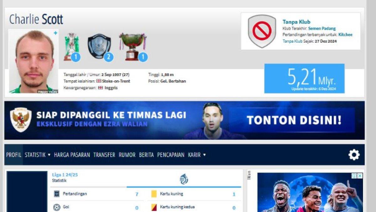 Eks Manchester United yang direkrut Semen Padang, yakni Charlie Scott disebut-sebut sudah out dari Kabau Sirah per 27 Desember 2024 lalu, Selasa (31/12).