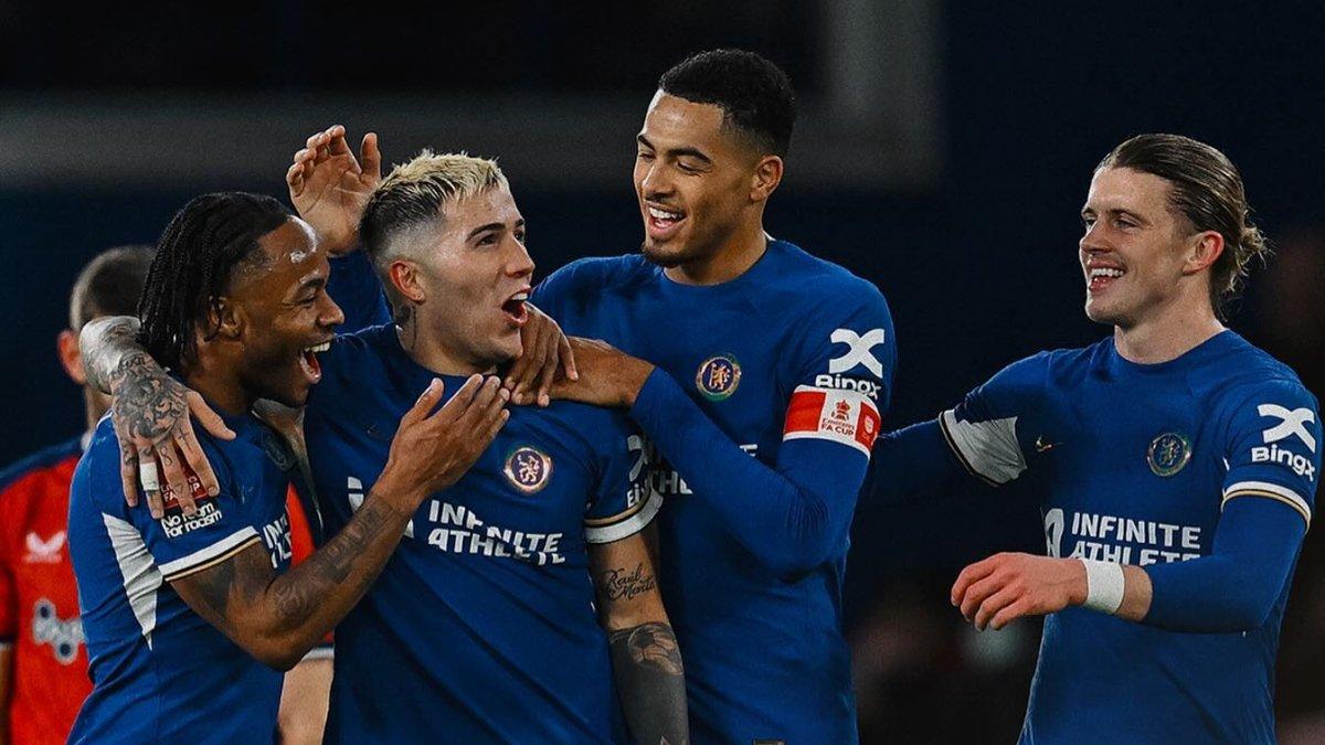 Potret selebrasi gol Chelsea di musim 2023/2024.