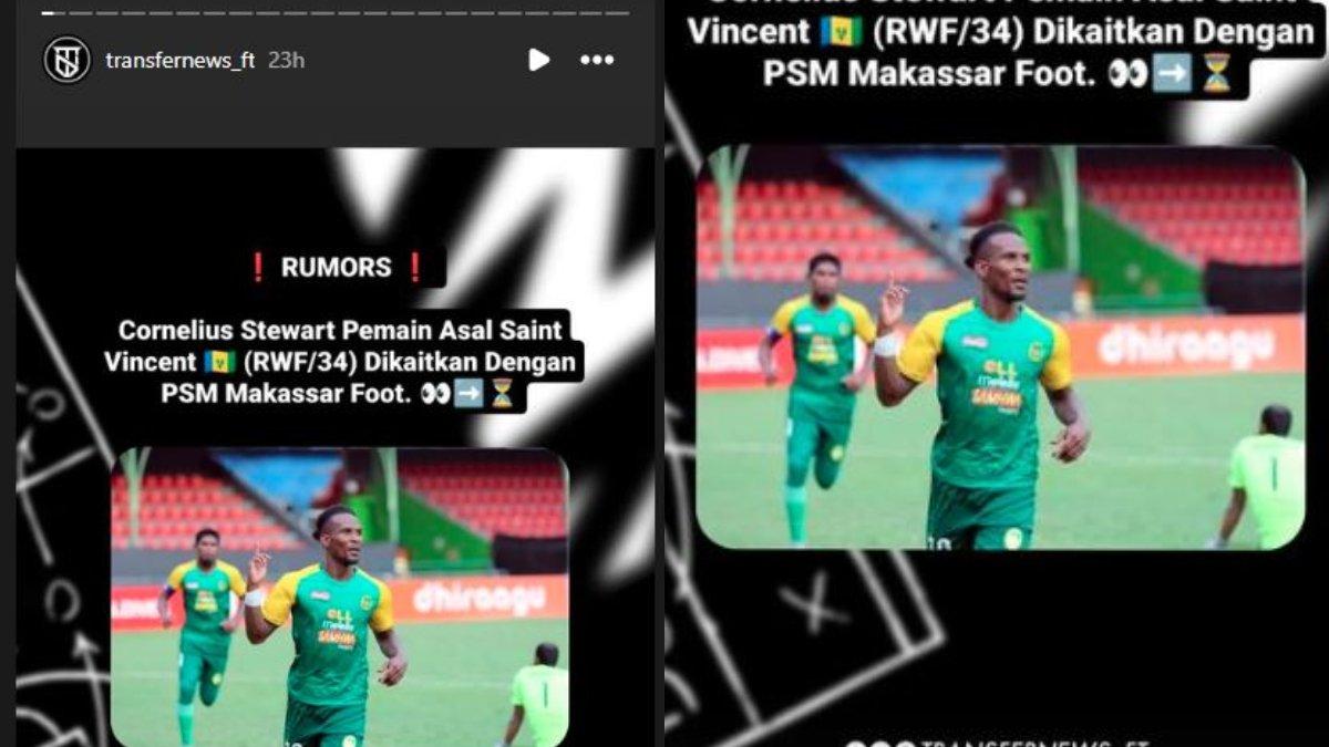 Rumor PSM Makassar yang menaruh minat kepada striker Timnas St. Vincent, yakni Cornelius Stewart.