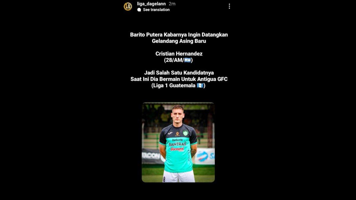 Rumor diminatinya sosok Cristian Hernandez, gelandang serang asal Argentina oleh Barito Putera jelang putaran kedua Liga 1 2023.