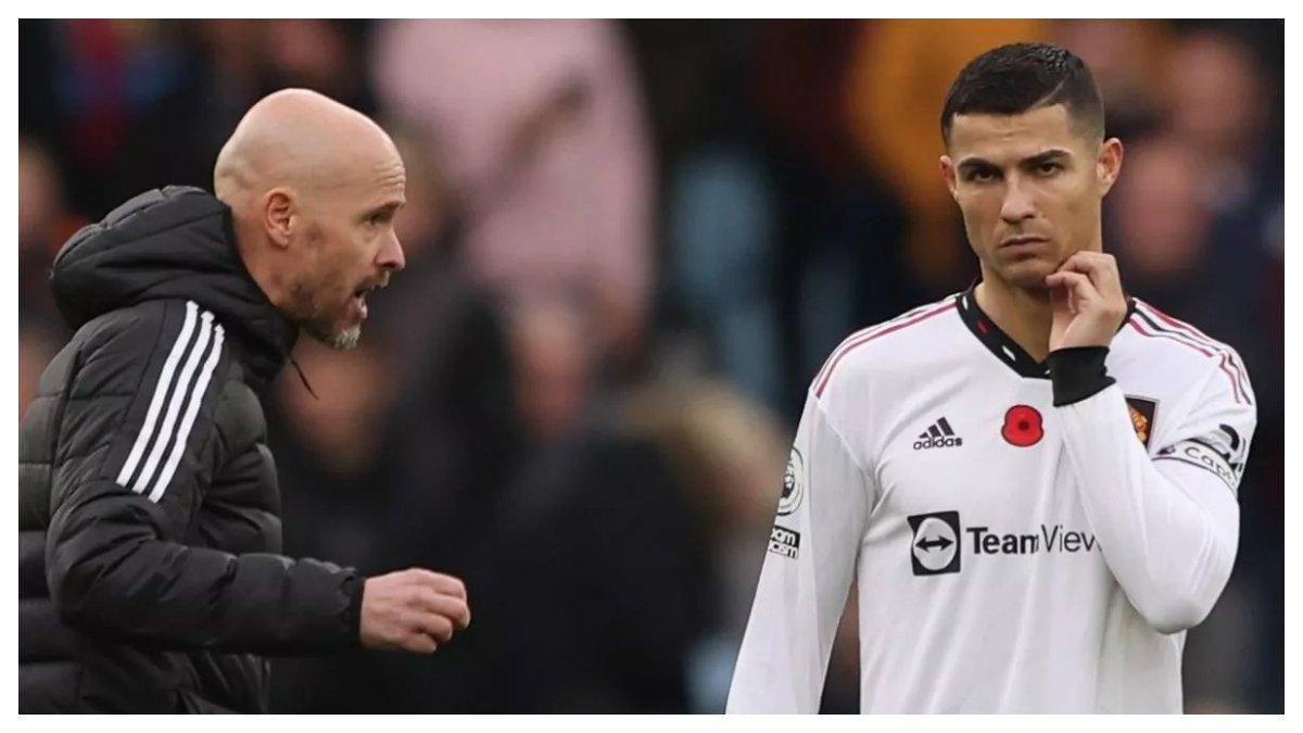 Foto Cristiano Ronaldo bersama Erik Ten Hag di klub Manchester United.