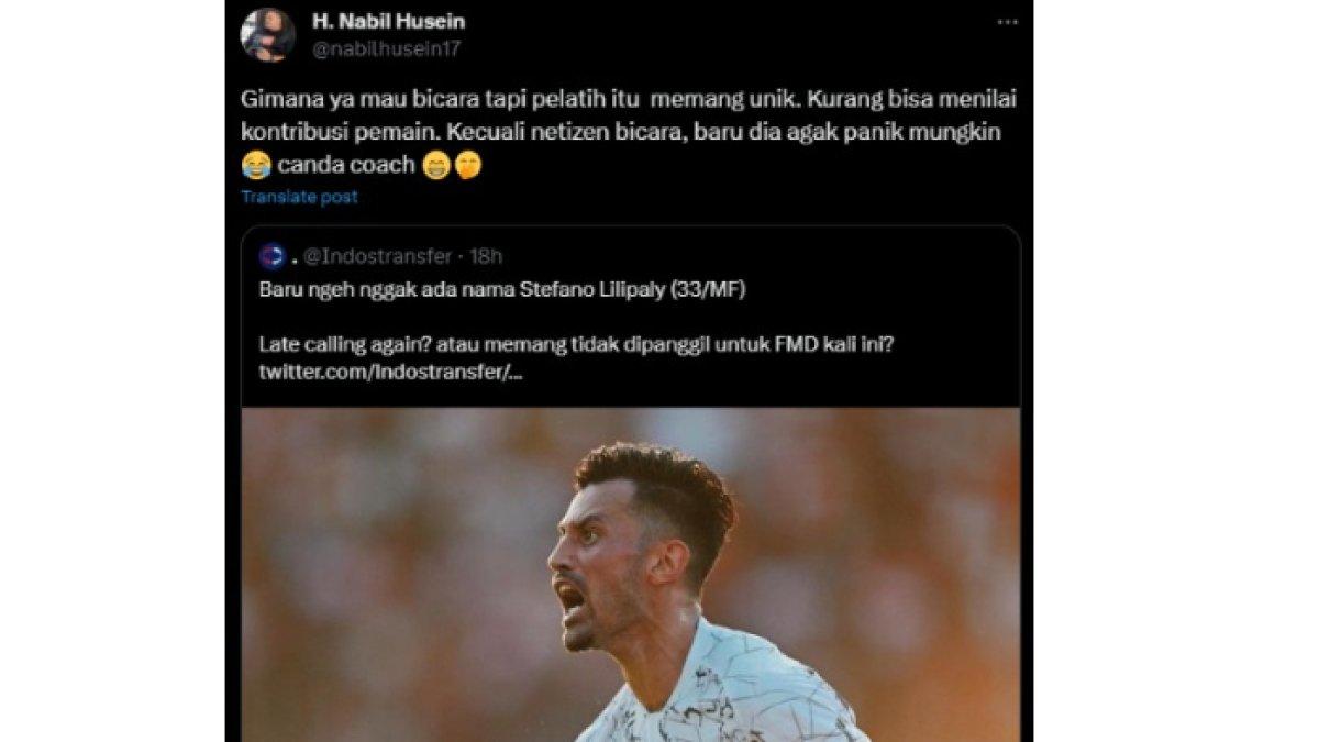 Cuitan Nabil Husein soal Lilipaly yang tak dipanggil Timnas