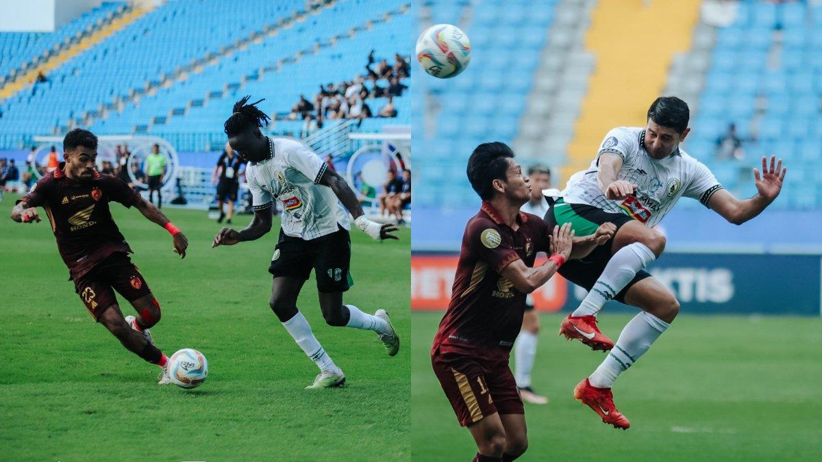 Kolase foto cuplikan laga PSM Makassar melawan PSS Sleman di pekan ke-28 Liga 1 2023.
