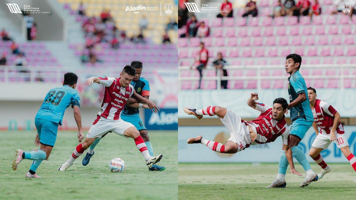 Kolase foto cuplikan laga Persis Solo melawan Persikabo 1973 di pekan ke-32 Liga 1 2023, Senin, 22 April 2024.