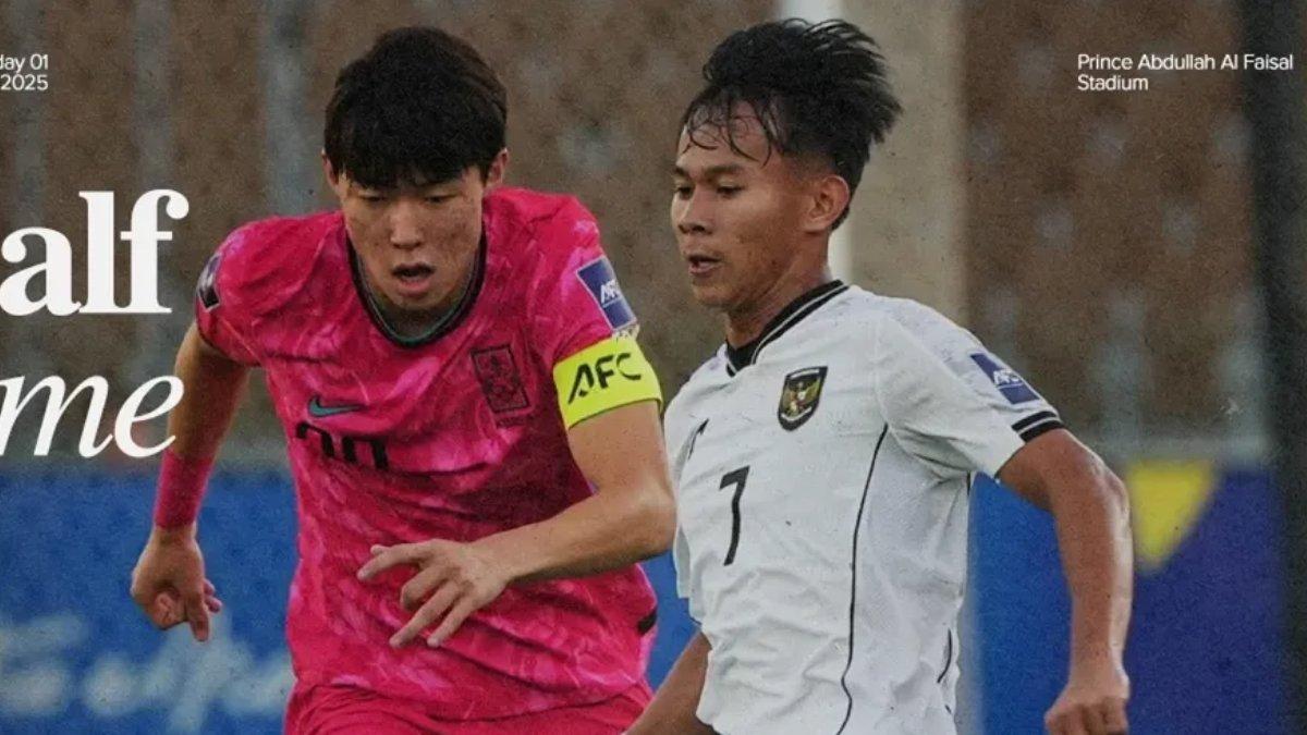 PIALA ASIA U-17 2025 - Cuplikan pertandingan Timnas U-17 Indonesia kontra Korea Selatan di gelaran Piala Asia U-17 2025, Jumat, 4 April 2025.
