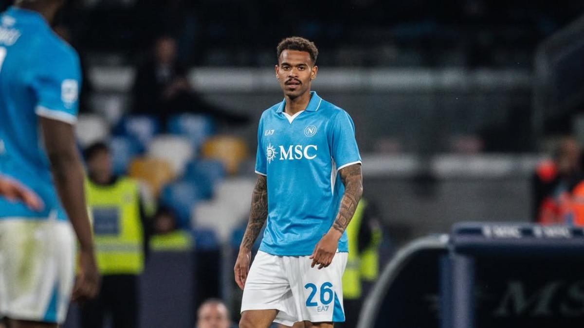 BURSA TRANSFER - Sosok Cyril Ngonge ketika membela Napoli musim 2024/2025 (2/3/2025).