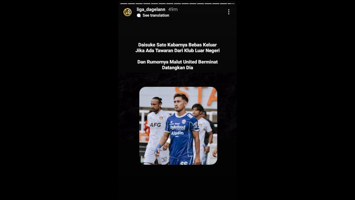 Rumor eks Persib Bandung, Daisuke Sato yang diincar oleh klub promosi Liga 1 2024/2025, yakni Malut United.