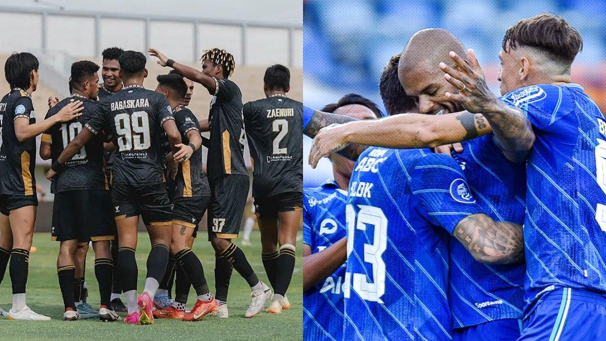 Skuad Dewa United (kiri) dan Persib Bandung (kanan).