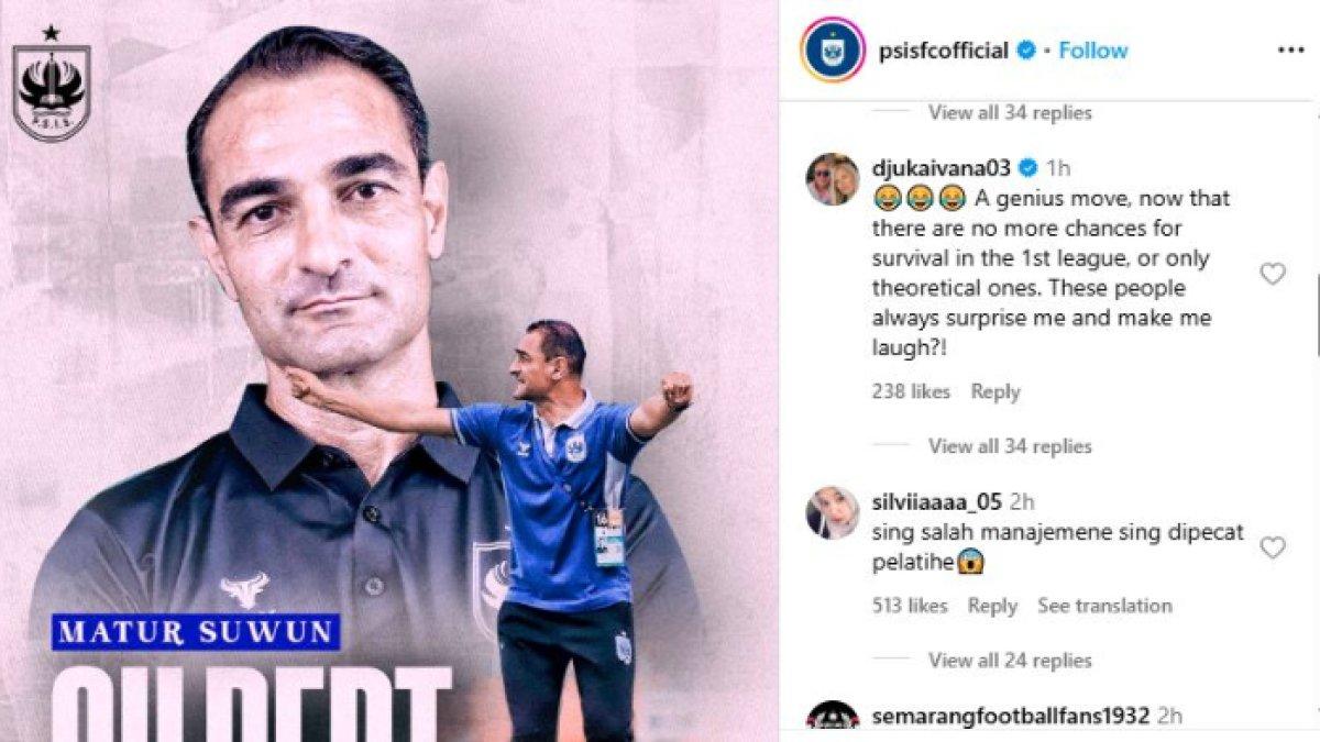 Mantan pelatih PSIS Semarang, Dragan Djukanovic langsung memberikan sindiran tajam ke Laskar Mahesa Jenar yang memecat Gilbert Agius jelang berakhirnya Liga 1 2024, Selasa (29/4).
