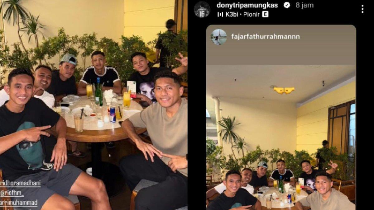 RUMOR TRANSFER PERSIJA JAKARTA - Potret kebersamaan empat pemain Persija Jakarta dengan fullback andalan Borneo FC, Fajar Fathur Rahman.