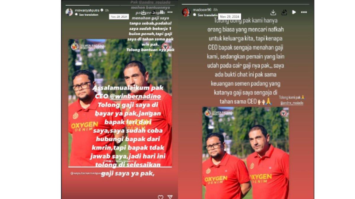 Dua pemain Semen Padang, Miswar Saputra dan Ramadhan keluhkan soal penunggakan gaji.