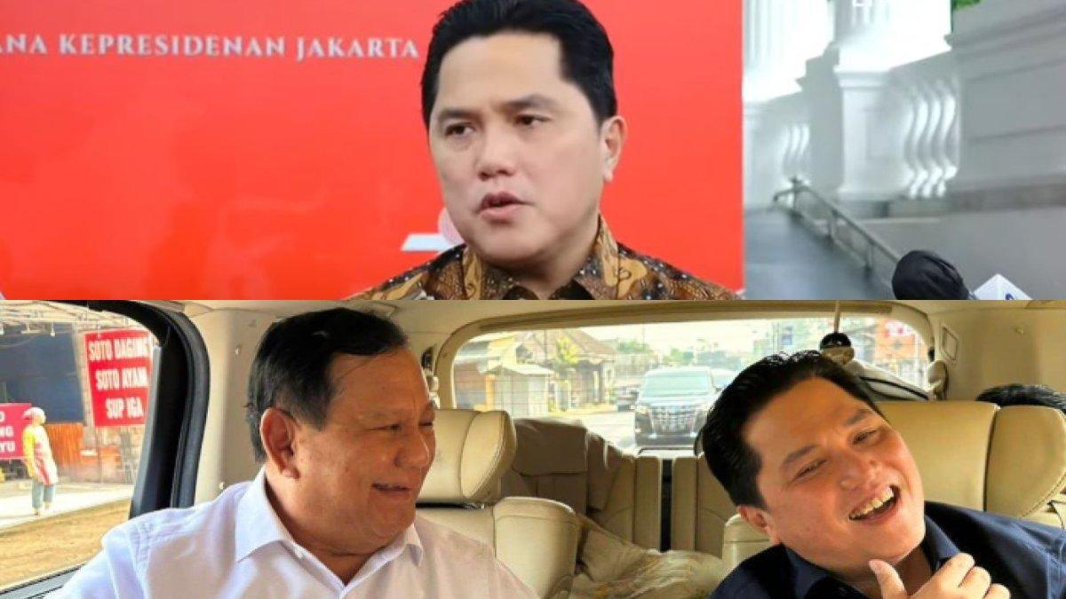Erick Thohir sewaktu diwawancarai media (Kolase dengan foto bersama prabowo unggahan instagram pribadinya)