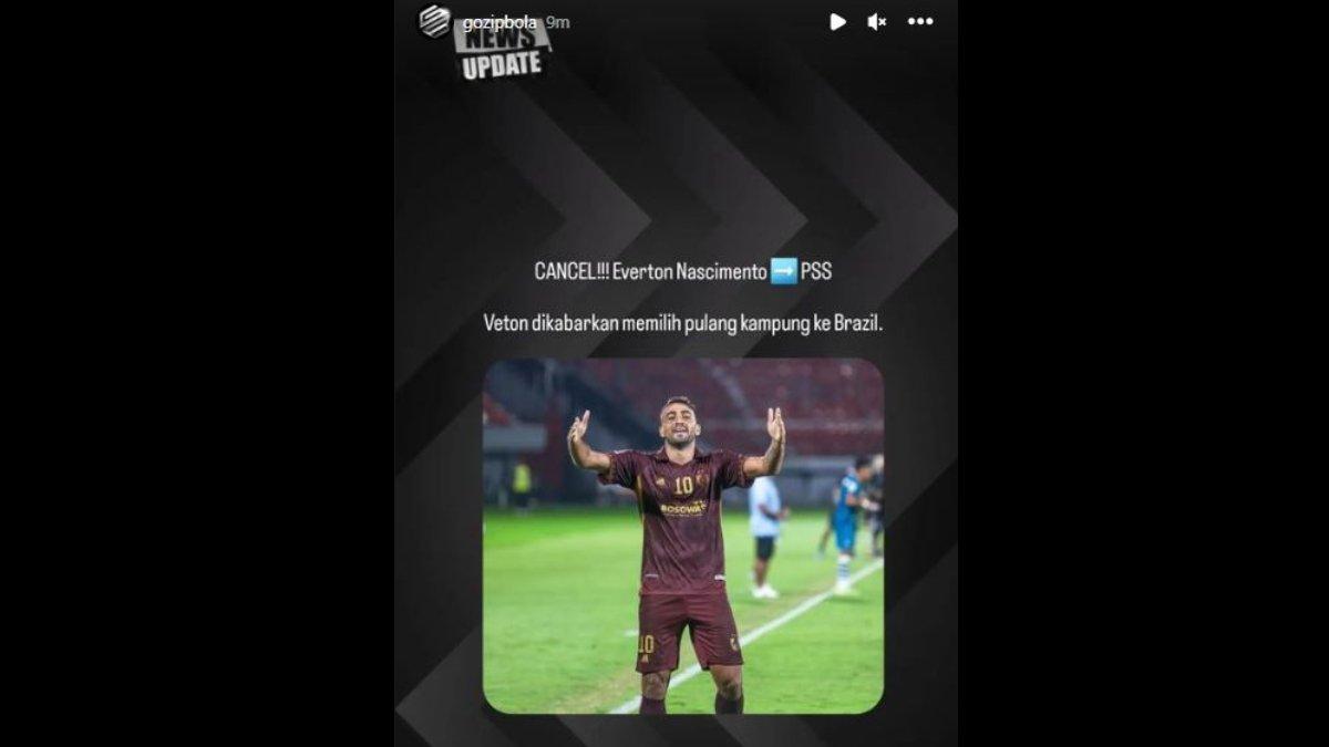 Rumor Everton Nascimento gagal dipinjam PSS Sleman dari PSM Makassar karena sang pemain memilih pulang kampung ke Brasil setelah tergeser oleh Victor Mansaray di Juku Eja.