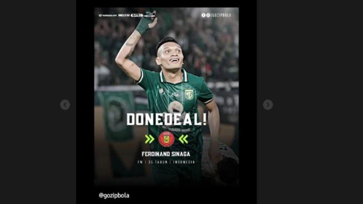 Ferdinand Sinaga sepakat bergabung dengan Persiraja Banda Aceh dari Persebaya Surabaya.