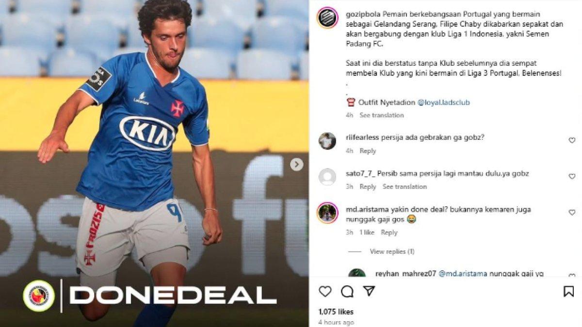 Rumor sosok gelandang serang asal Portugal, yakni Filipe Chaby yang santer bergabung ke Semen Padang di putaran kedua Liga 1 2024, Minggu (1/12).