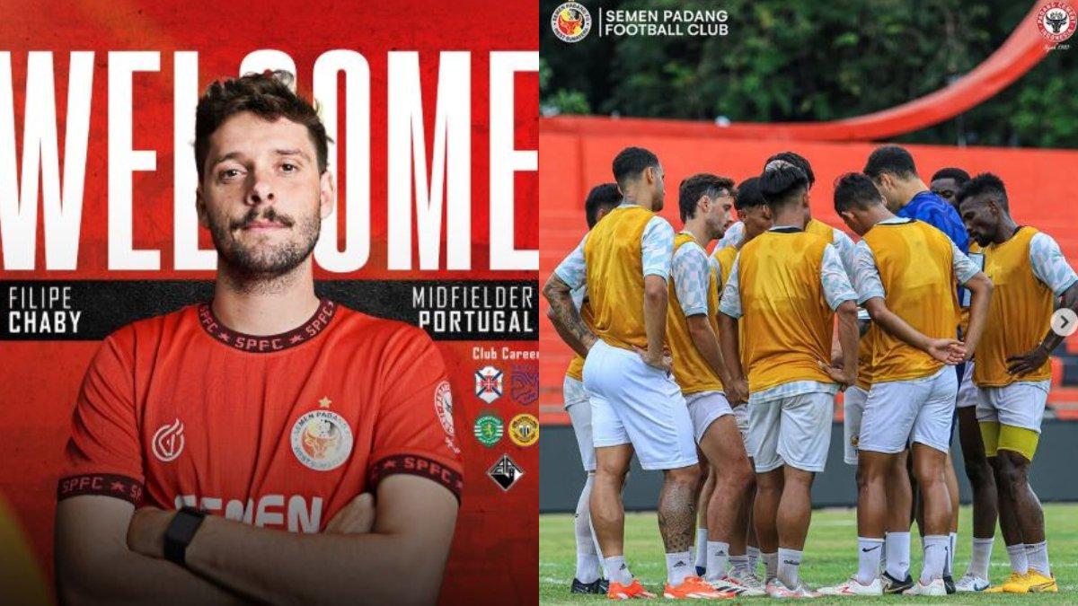 FILIPE CHABY - Potret gelandang serang asal Portugal, Filipe Chaby (kiri) dan skuad Semen Padang di kompetisi Liga 1 2024/2025 (kanan), diakses daru instagram resmi pemain dan klub Semen Padang FC pada Sabtu (15/2/2025). Terkini, inilah profil Filipe Chaby yang menjadi primadona baru di Semen Padang FC, karakternya sesuai dengan selera PSS Sleman dan Persebaya Surabaya.