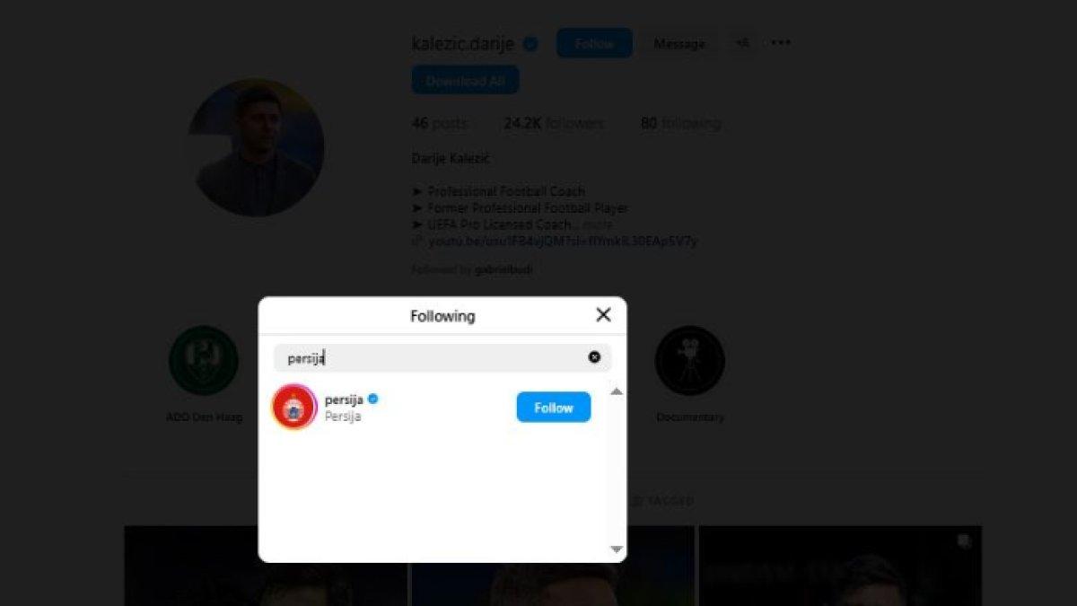 RUMOR PELATIH PERSIJA JAKARTA - Darije Kalezic kepergok follow Instagram resmi Persija Jakarta.