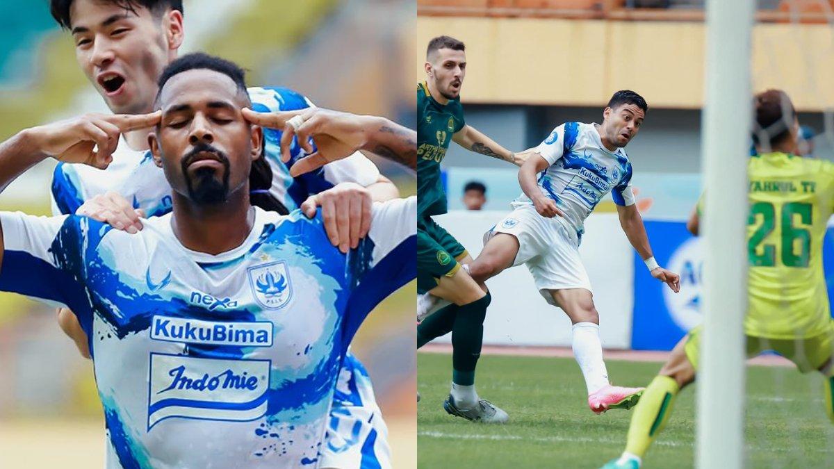 Kolase foto striker asing PSIS Semarang, Carlos Fortes (kiri) dan winger milik Laskar Mahesa Jenar, Vitinho (kanan) saat melawan Persikabo 1973 di pekan ke-16 Liga 1 2023.