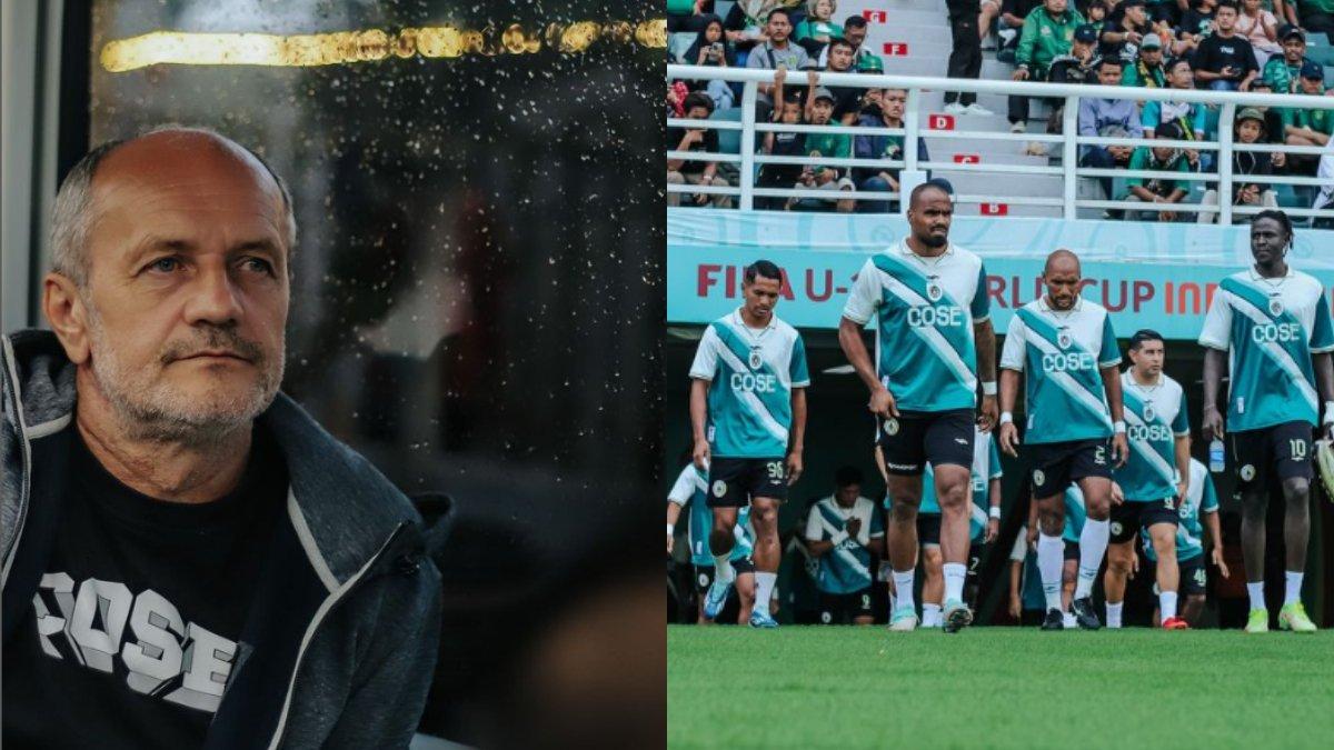 Kolase foto pelatih Risto Vidakovic bersama dengan skuadnya, PSS Sleman.