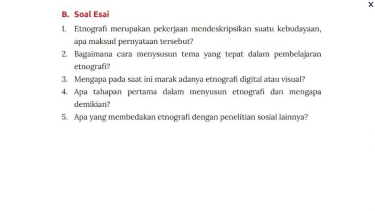 Foto soal Antropologi kelas 11 SMA Bab 3 Kurikulum Merdeka