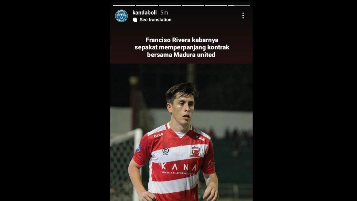 Rumor Madura United yang bakal memagari Francisco Rivera seusai gelaran Liga 1 2023, Senin 18 Maret 2024.