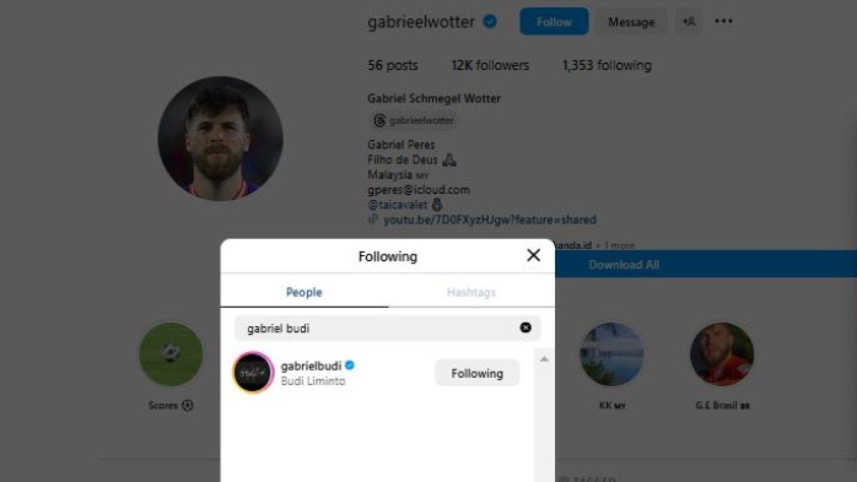 Bek Sabah FC kepergok follow IG Gabriel Budi, agen langganan Persis Solo.