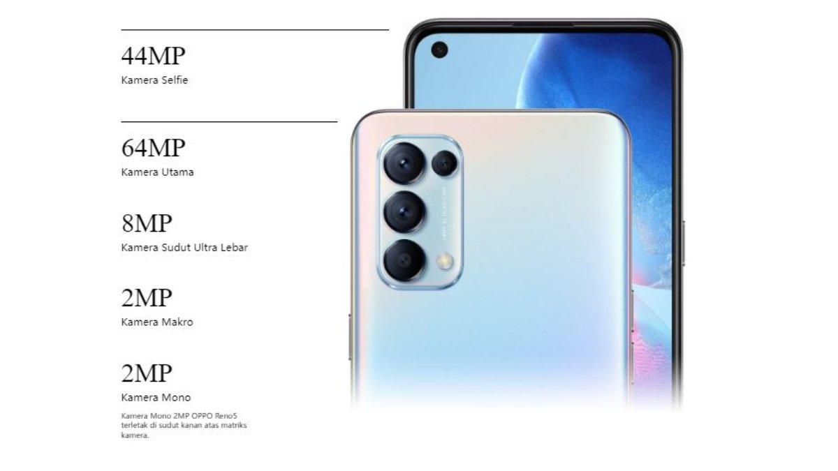 Berikut merupakan gambar dari kamera Oppo Reno5 yang memiliki keunggulan pada kamera belakang, mode potrait, serta dapat mengambil video dengan 2 sisi.