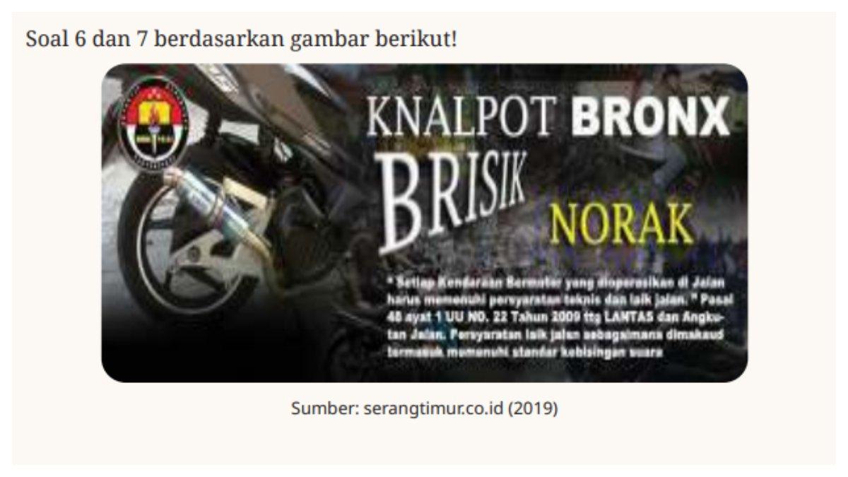 Gambar untuk soal nomor 6 dan 7 Uji Kompetensi Bab 4 Buku Pendidikan Pancasila untuk SMA/MA/SMK/MAK Kelas 12 Kurikulum Merdeka.