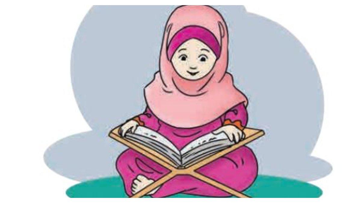 Soal nomor 1 berupa gambar orang yang sedang mengaji.