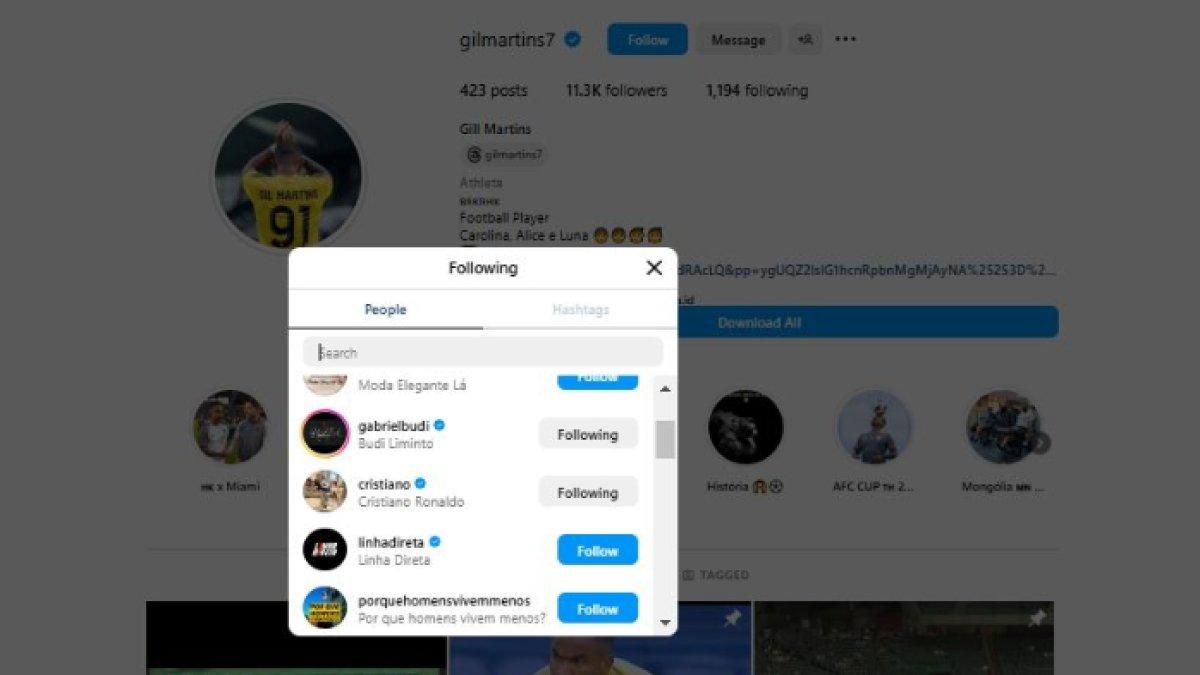 Sosok Gil Martins kedapatan telah memfollow Instagram super agen kenamaan Indonesia, Gabriel Budi.