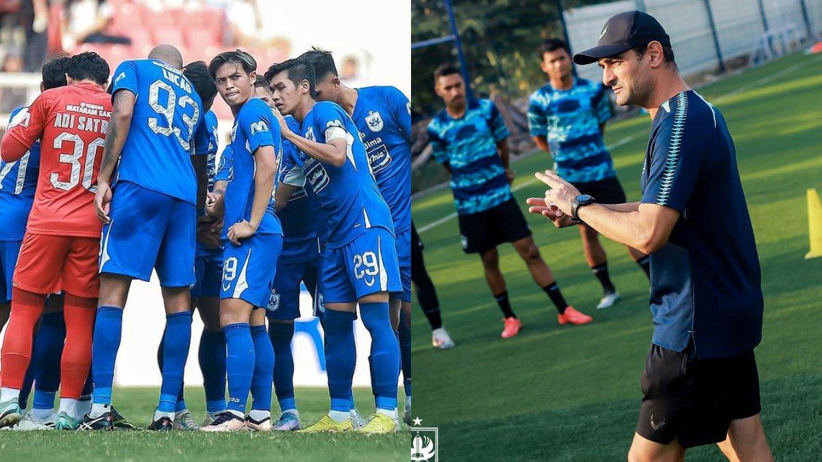 Skuad PSIS Semarang (kiri) dan Gilbert Agius (kanan).