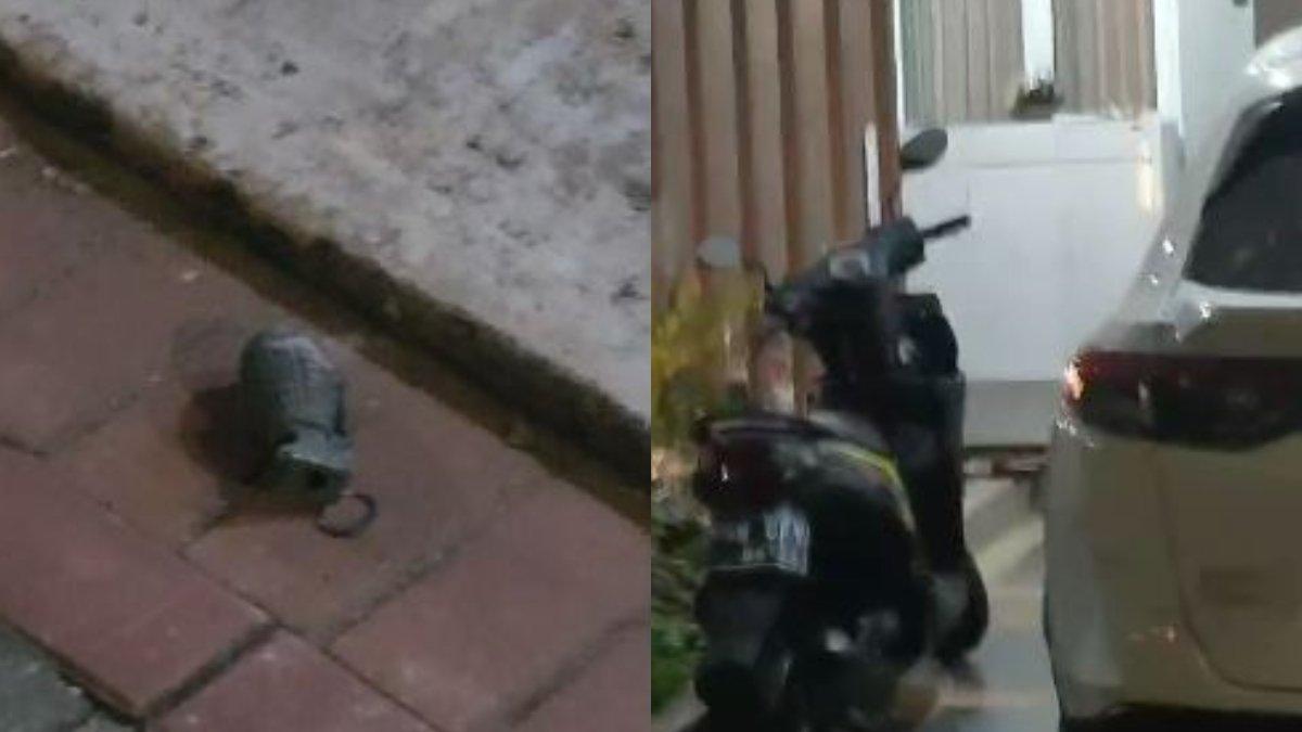 Granat (kiri) dan halaman depan rumah warga (kanan).