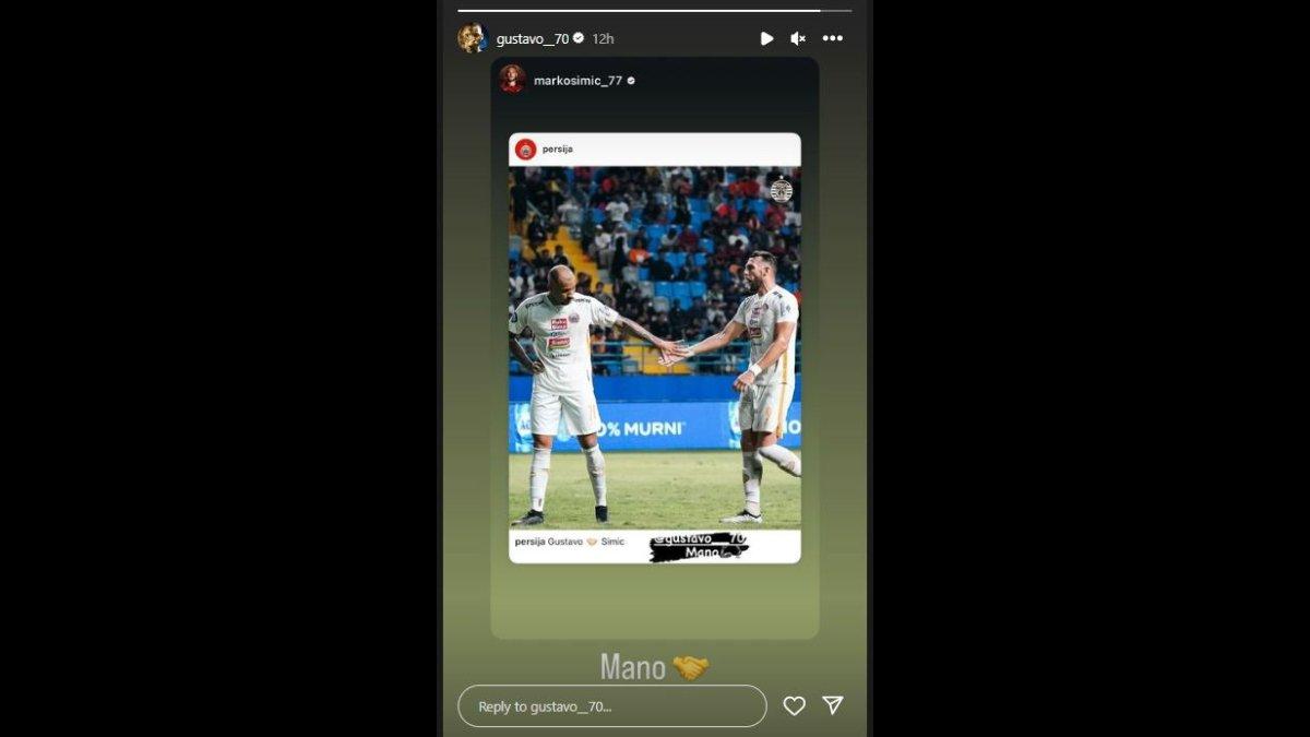 Tangkapan layar Gustavo Almeida yang tengah memamerkan chemistry barunya bersama Marko Simic di Persija Jakarta, Kamis 8 Februari 2024.