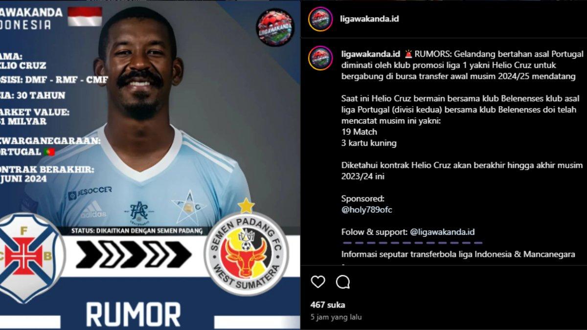 Sosok gelandang asal Portugal, yakni Helio Cruz rumornya tengah diminati oleh Semen Padang jelang musim 2024/2025 kelak.