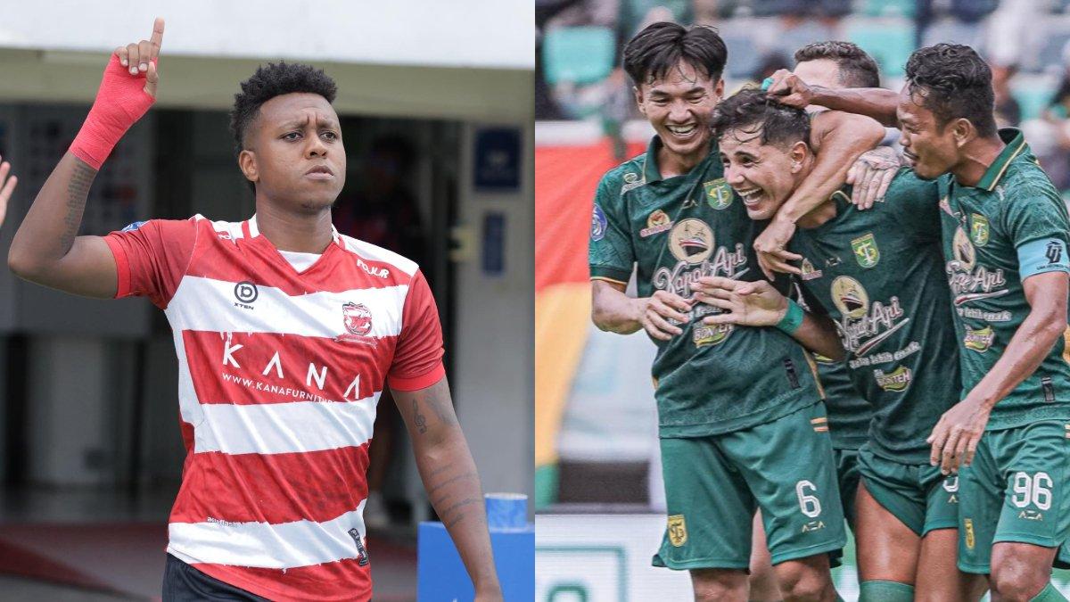 Sosok Hugo Gomes (kiri) dan skuad Persebaya Surabaya (kanan).
