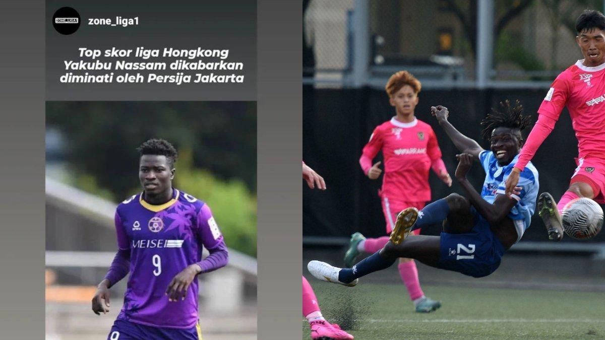 Kolase rumor Persija Jakarta yang kabarnya meminati sosok winger bernama Ibrahim Nakubu Yassam (kiri) yang merupakan pemain Biuchun Rangers di Liga Hong Kong (kanan).