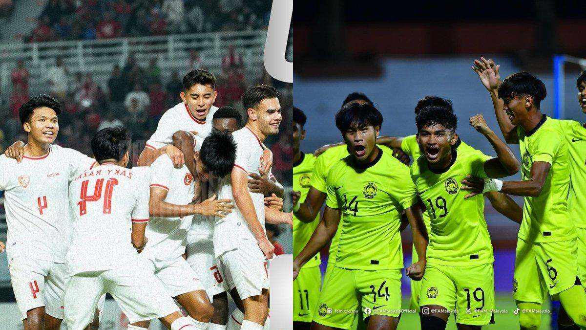Selebrasi gol para penggawa skuad Timnas U19 Indonesia saat berlaga di ajang Piala ASEAN Cup U19 2024 (kiri) dan selebrasi para pemain Malaysia saat mengalahkan Singapura dengan skor 5-0 (kanan).