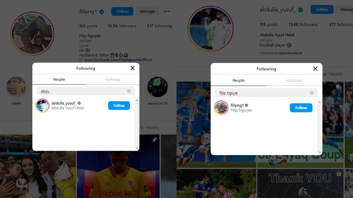 Instagram Filip Nguyen dan Abdulla Yusuf